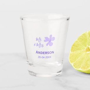 Mr & Mrs add family name date year wedding favor g Shot Glass