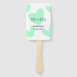 Mr & Mrs add family name date year wedding favor Hand Fan
