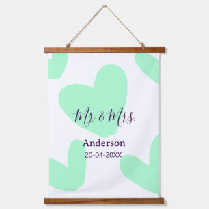 Mr & Mrs add family name date year wedding favor Hanging Tapestry