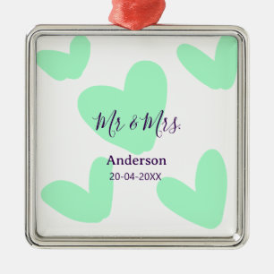 Mr & Mrs add family name date year wedding favor Metal Tree Decoration