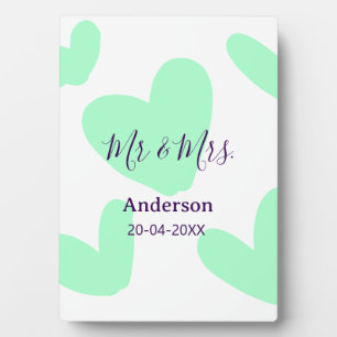 Mr & Mrs add family name date year wedding favor Plaque