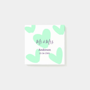 Mr & Mrs add family name date year wedding favor Post-it Notes
