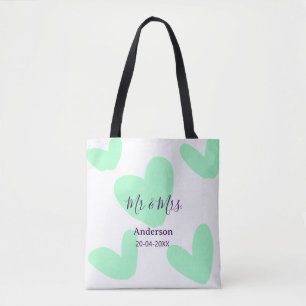Mr & Mrs add family name date year wedding favor  Tote Bag