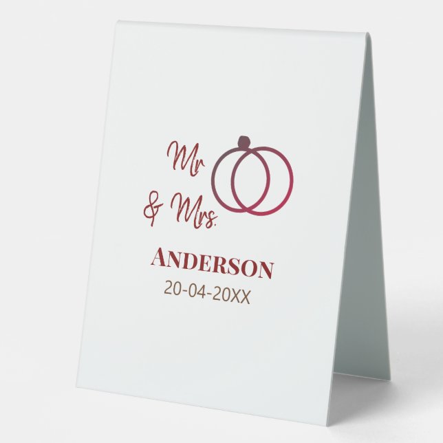 Mr & Mrs add family name date year wedding favour  (Front)