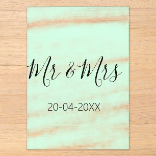 Mr & Mrs add family name date year wedding favour Acrylic Invitations