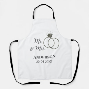 Mr & Mrs add family name date year wedding favour Apron