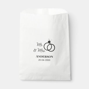 Mr & Mrs add family name date year wedding favour  Bags