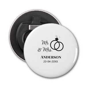 Mr & Mrs add family name date year wedding favour  Bottle Opener