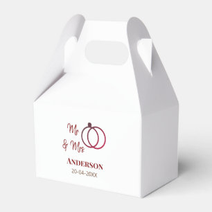 Mr & Mrs add family name date year wedding favour  Box