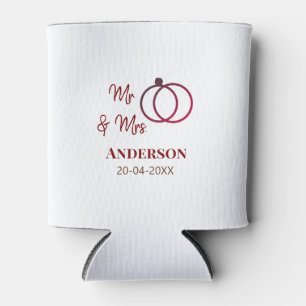 Mr & Mrs add family name date year wedding favour  Can Cooler