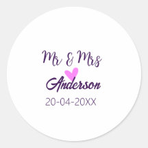 Mr & Mrs add family name date year wedding favour 