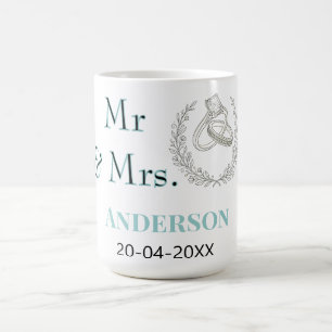 Mr & Mrs add family name date year wedding favour Coffee Mug