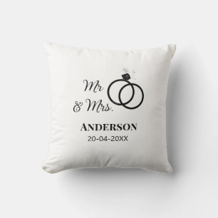 Mr & Mrs add family name date year wedding favour  Cushion