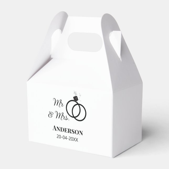 Mr & Mrs add family name date year wedding favour  Favour Box (Front Side)
