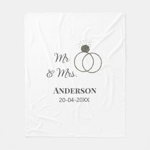 Mr & Mrs add family name date year wedding favour Fleece Blanket
