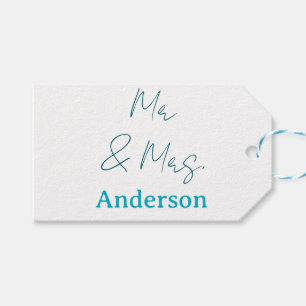 Mr & Mrs add family name date year wedding favour Gift Tags