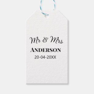Mr & Mrs add family name date year wedding favour  Gift Tags
