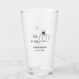 Mr & Mrs add family name date year wedding favour Glass