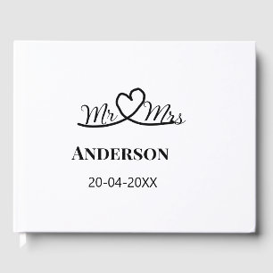 Mr & Mrs add family name date year wedding favour Guest Book