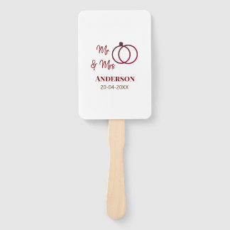 Mr & Mrs add family name date year wedding favour  Hand Fan