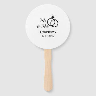 Mr & Mrs add family name date year wedding favour  Hand Fan
