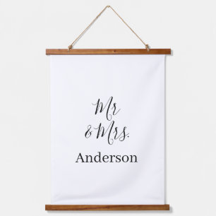 Mr & Mrs add family name date year wedding favour Hanging Tapestry