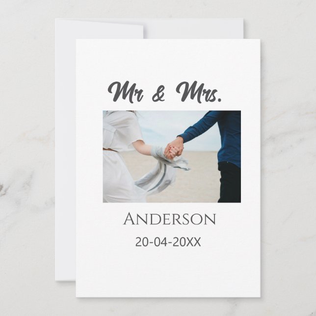 Mr & Mrs add family name date year wedding favour  Invitation (Front)