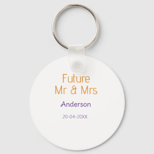 Mr & Mrs add family name date year wedding favour Key Ring