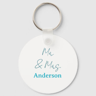 Mr & Mrs add family name date year wedding favour  Key Ring
