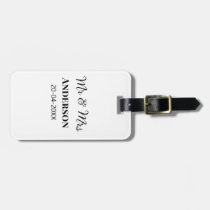 Mr & Mrs add family name date year wedding favour  Luggage Tag