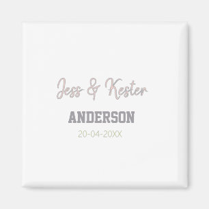 Mr & Mrs add family name date year wedding favour Magnet