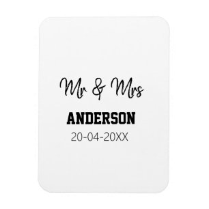 Mr & Mrs add family name date year wedding favour  Magnet