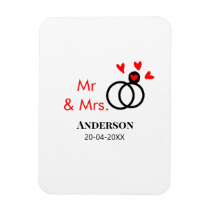 Mr & Mrs add family name date year wedding favour Magnet