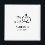 Mr & Mrs add family name date year wedding favour  Magnet<br><div class="desc">design</div>