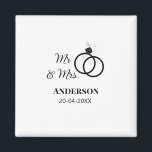 Mr & Mrs add family name date year wedding favour  Magnet<br><div class="desc">design</div>