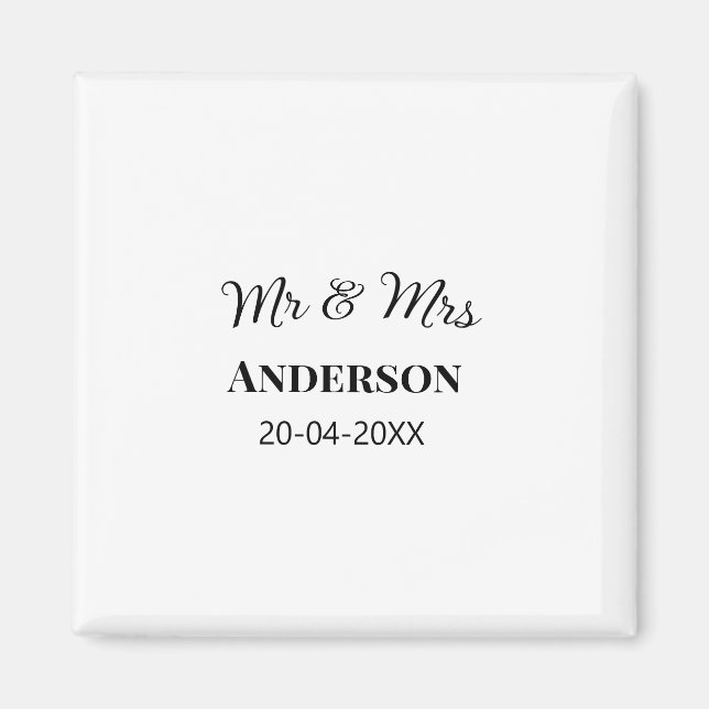 Mr & Mrs add family name date year wedding favour  Magnet (Front)