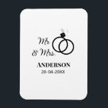 Mr & Mrs add family name date year wedding favour  Magnet<br><div class="desc">design</div>