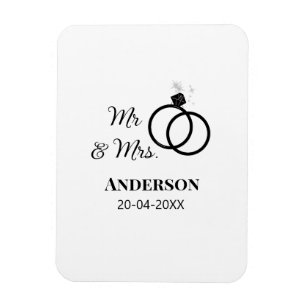 Mr & Mrs add family name date year wedding favour Magnet