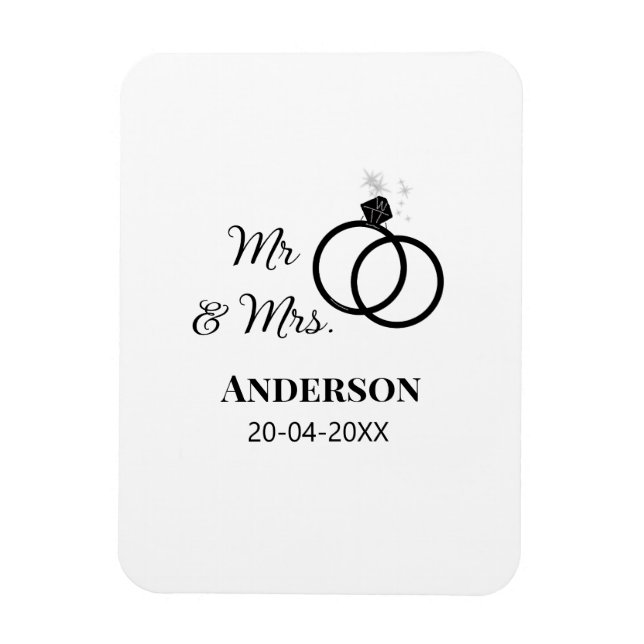 Mr & Mrs add family name date year wedding favour  Magnet (Vertical)