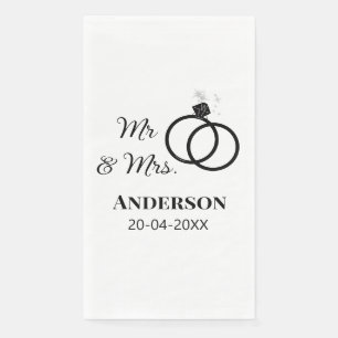 Mr & Mrs add family name date year wedding favour  Napkin