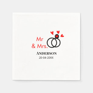 Mr & Mrs add family name date year wedding favour  Napkin