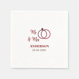 Mr & Mrs add family name date year wedding favour  Napkin
