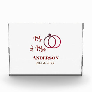 Mr & Mrs add family name date year wedding favour Photo Block