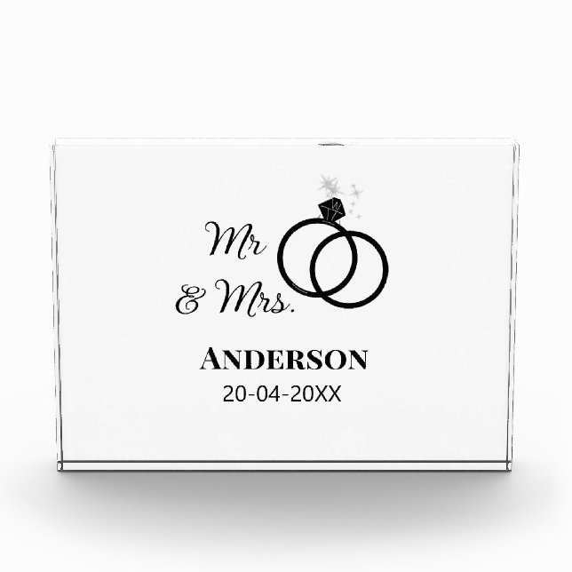 Mr & Mrs add family name date year wedding favour  Photo Block (Front)