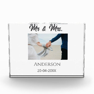Mr & Mrs add family name date year wedding favour Photo Block