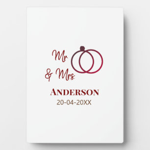 Mr & Mrs add family name date year wedding favour Plaque
