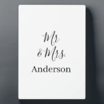 Mr & Mrs add family name date year wedding favour  Plaque<br><div class="desc">design</div>