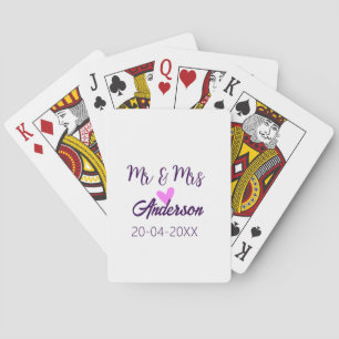 Mr & Mrs add family name date year wedding favour  Playing Cards