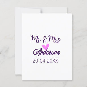 Mr & Mrs add family name date year wedding favour Postcard