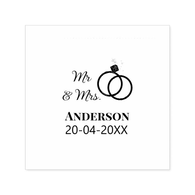 Mr & Mrs add family name date year wedding favour  Self-inking Stamp (Design)